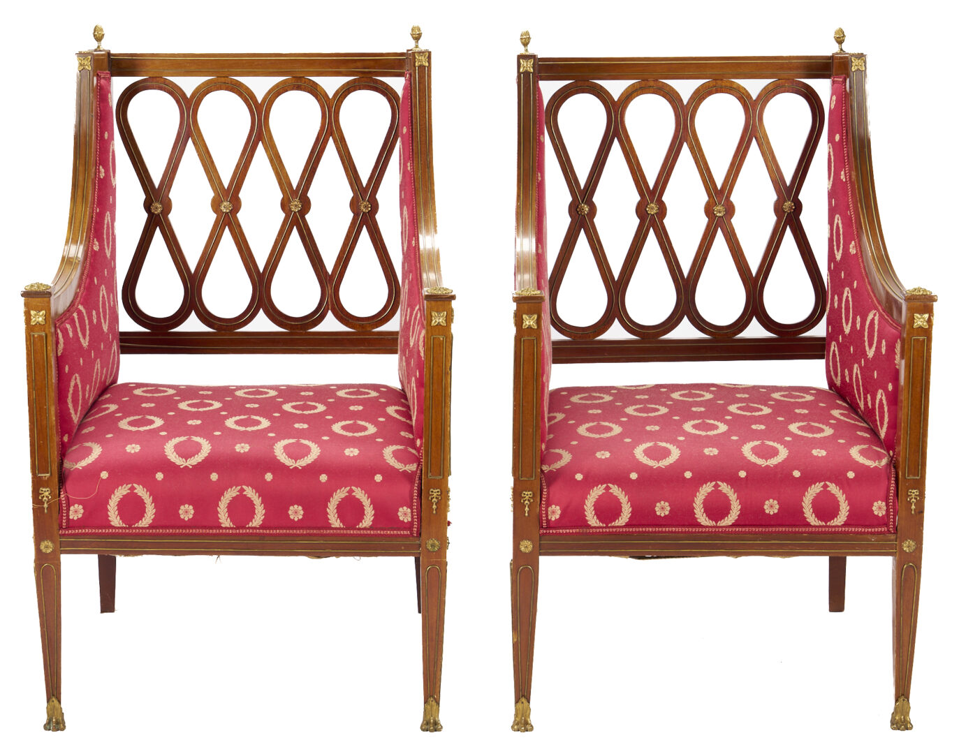 Lot 366: Pair of French Neoclassical Style Baltic BergÃÂ©re Chairs