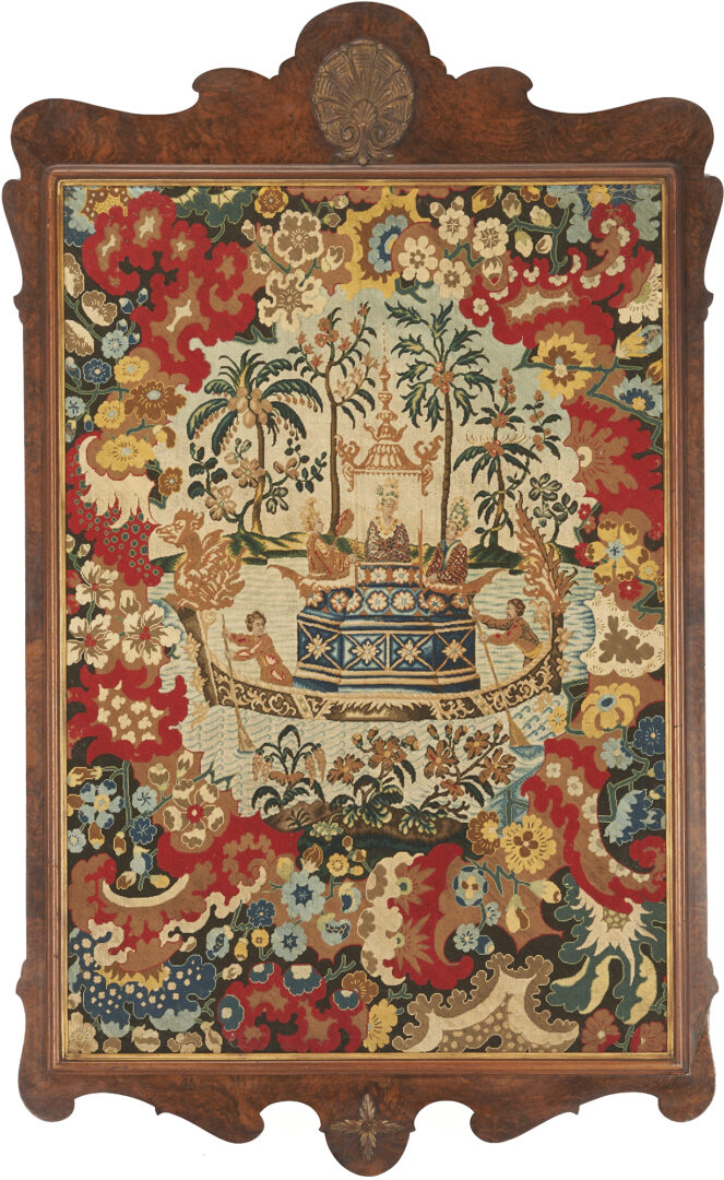 Lot 375: European Chinoiserie Style Needlework Panel in Queen Anne Style Frame