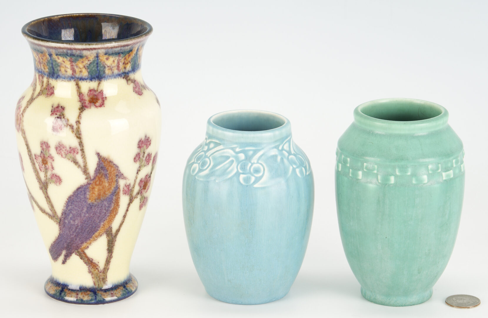 Lot 388: 3 Rookwood Art Pottery Vases, incl. Edward T. Hurley