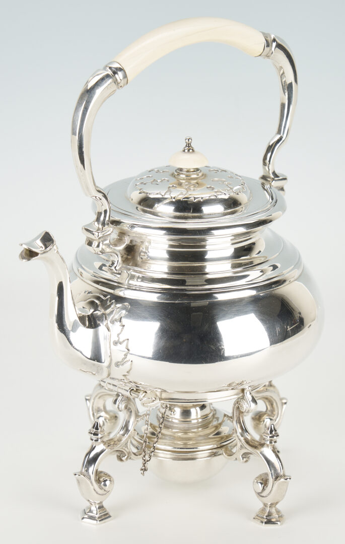 Lot 38: English Sterling Silver Tea Kettle on Stand, Garrard & Co.