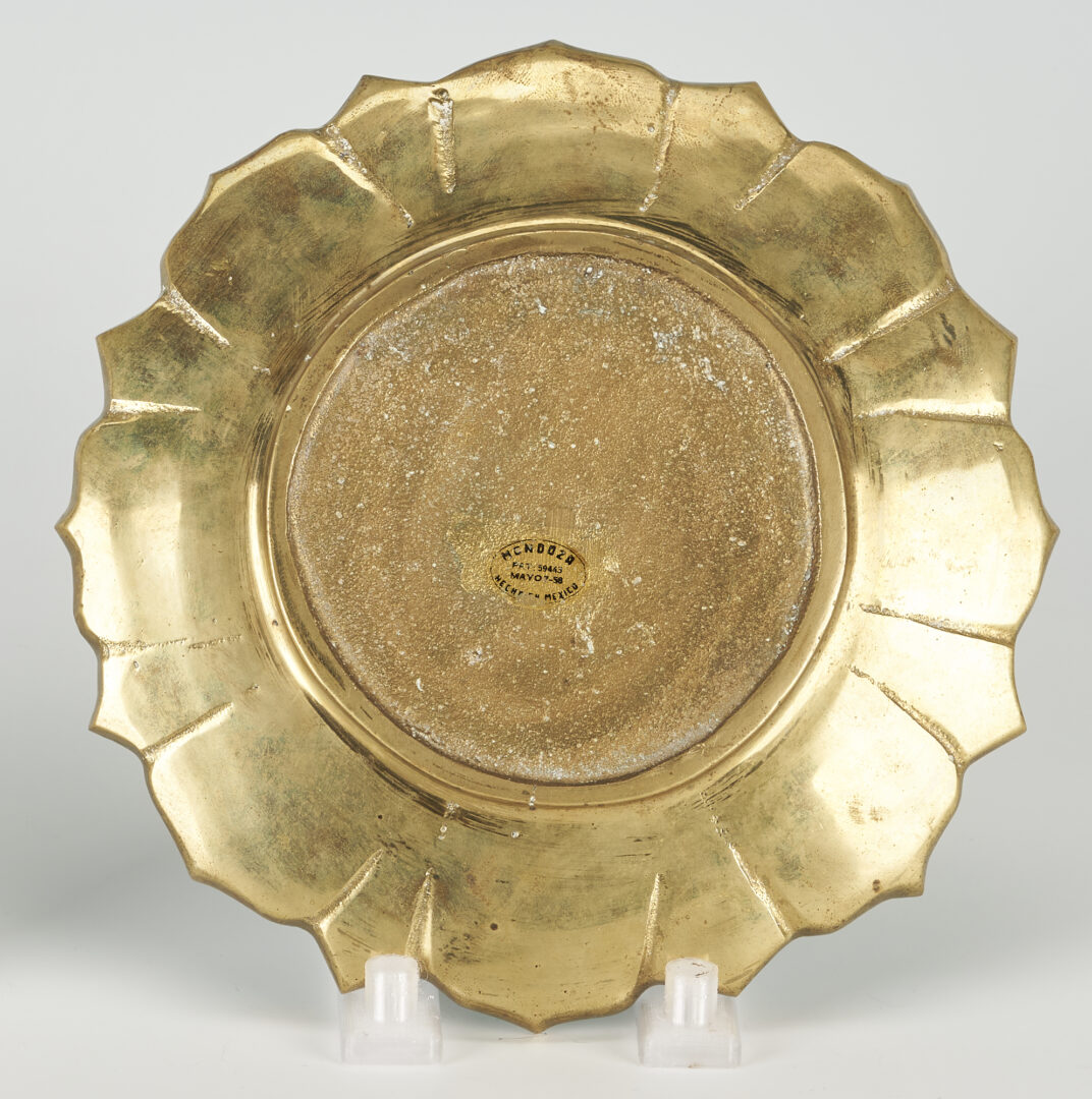 Lot 395: 2 PePe Mendoza Mid-Century Brass & Ceramic Table Trays