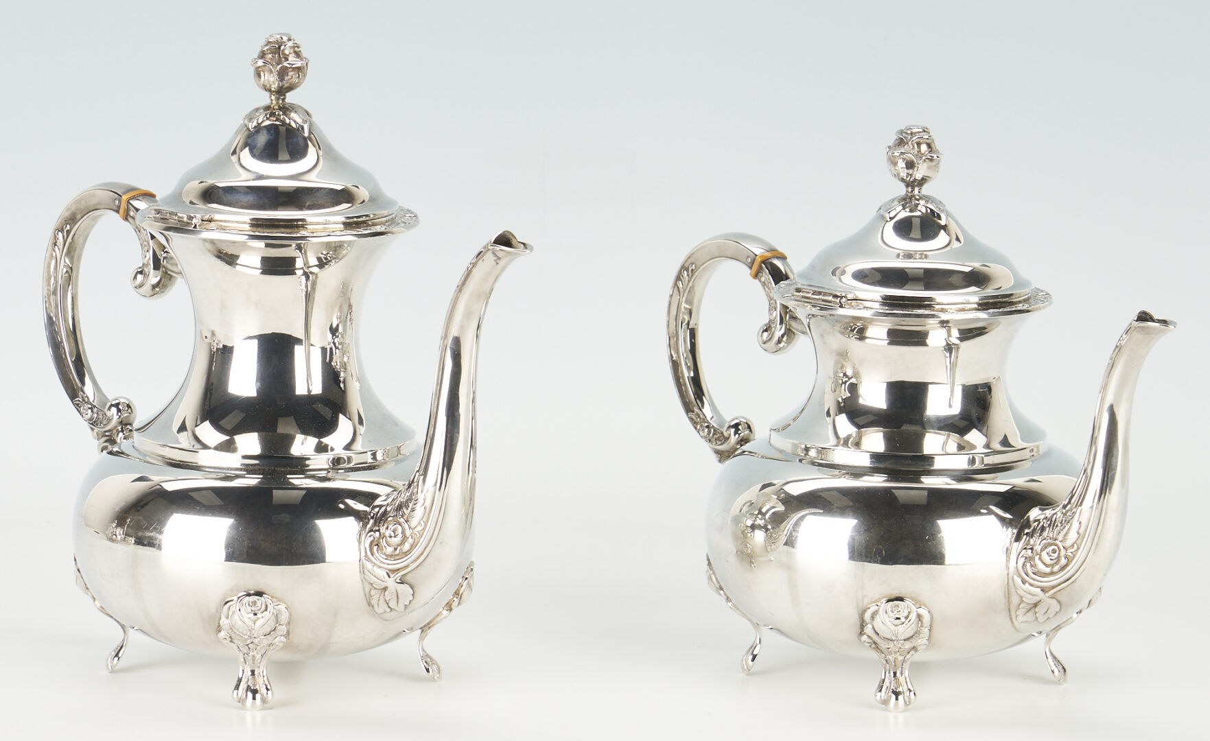 Lot 39: Eugen Ferner 5 pc Sterling Tea Set with Silverplated Tray