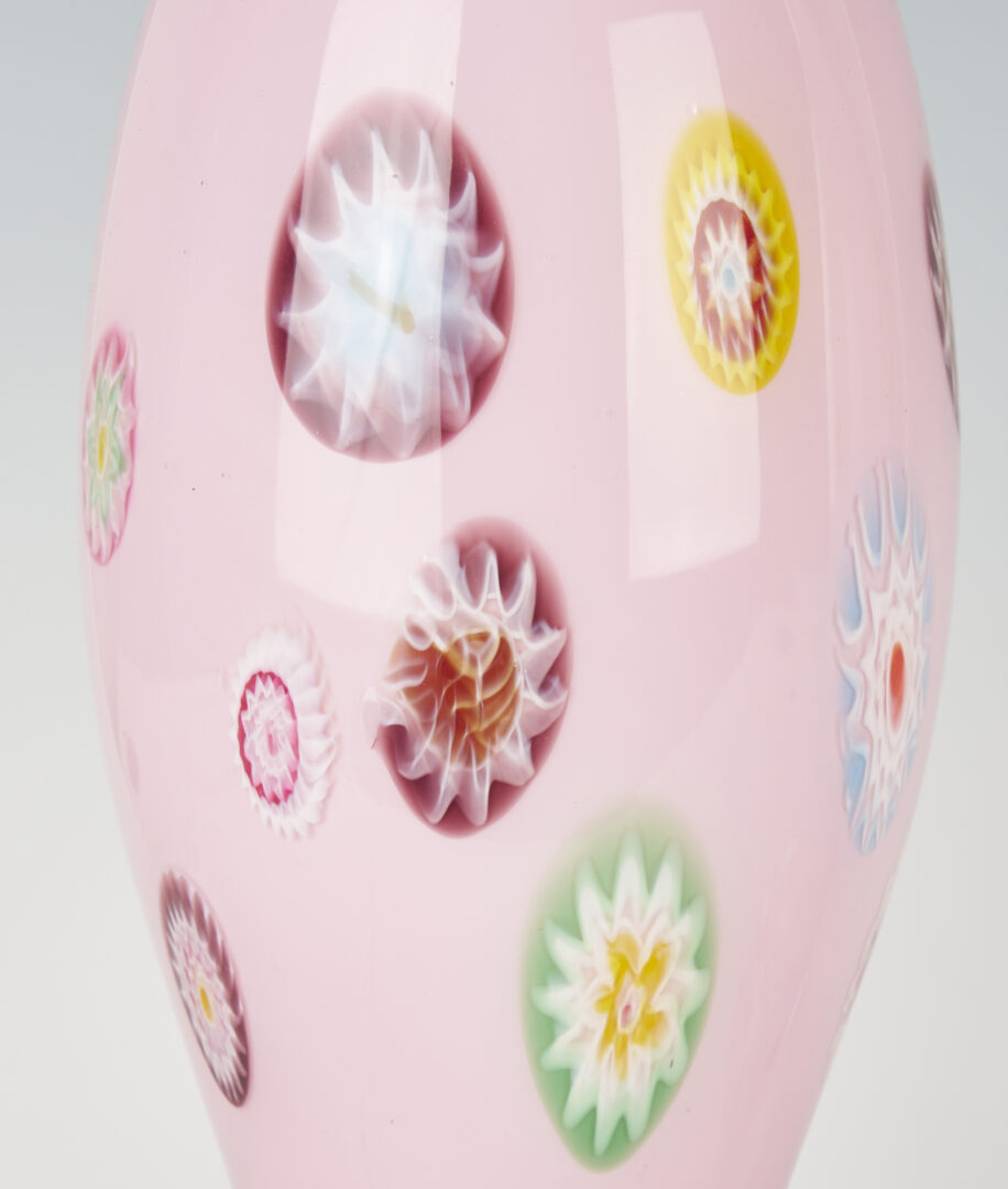 Lot 402: Pair of Mid-Century Pink Millefiori Murano Glass Table Lamps