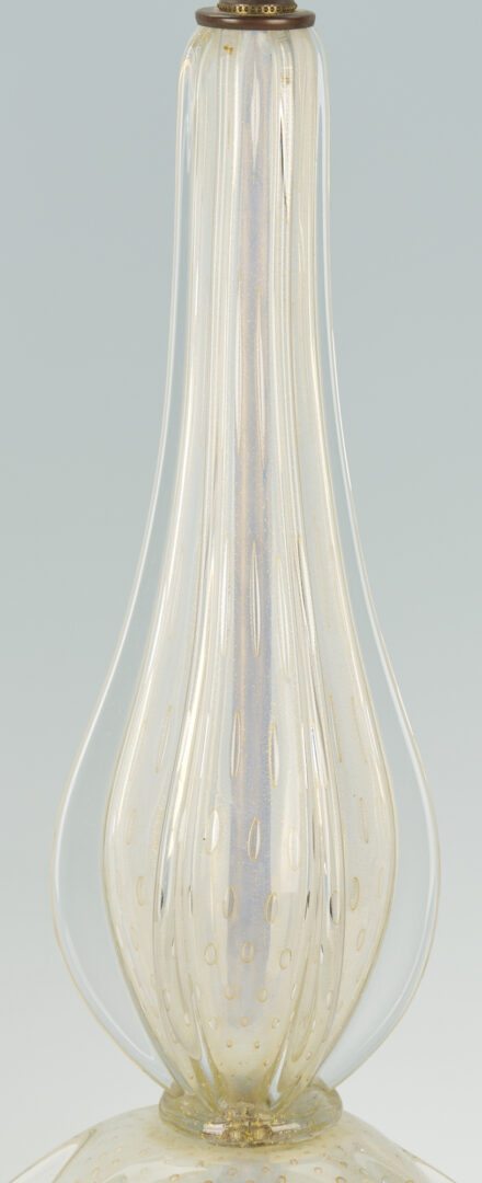 Lot 404: Pr. Mid-Century Murano White Opalescent Glass Table Lamps