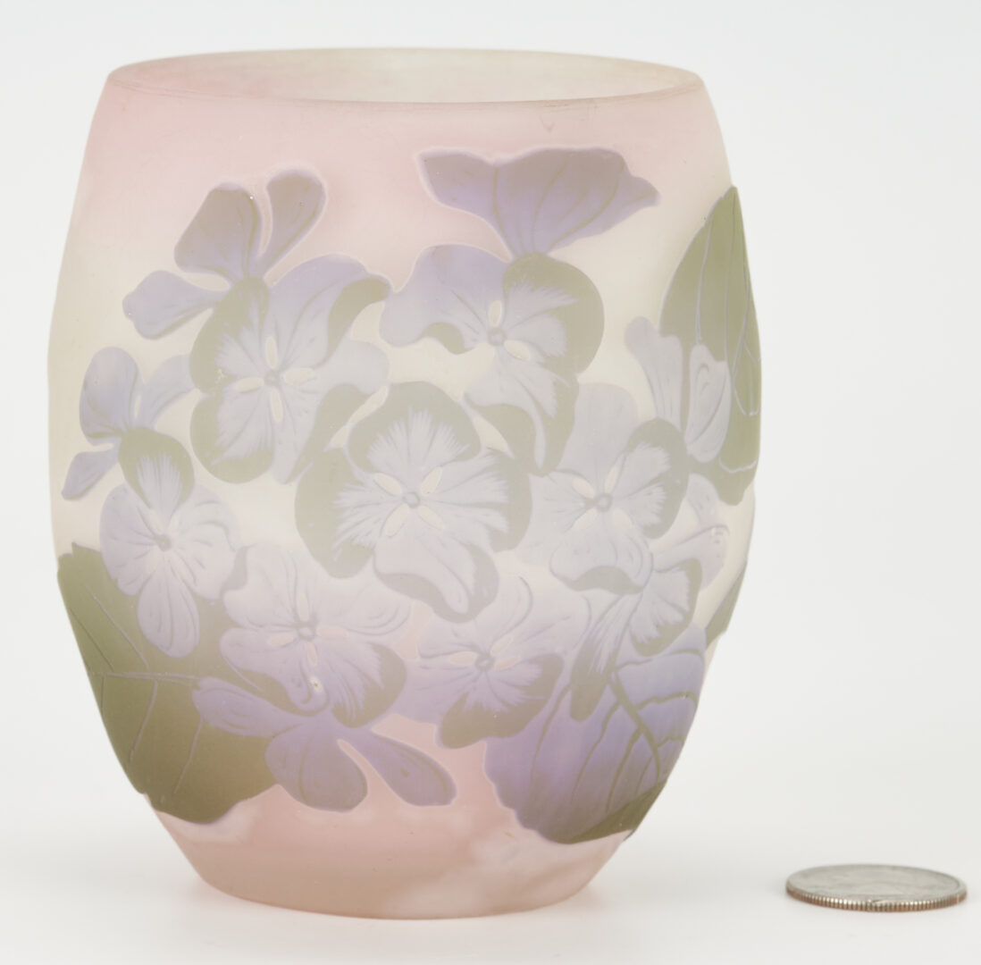 Lot 409: Galle Art Nouveau Cameo Glass Vase / Egg Base