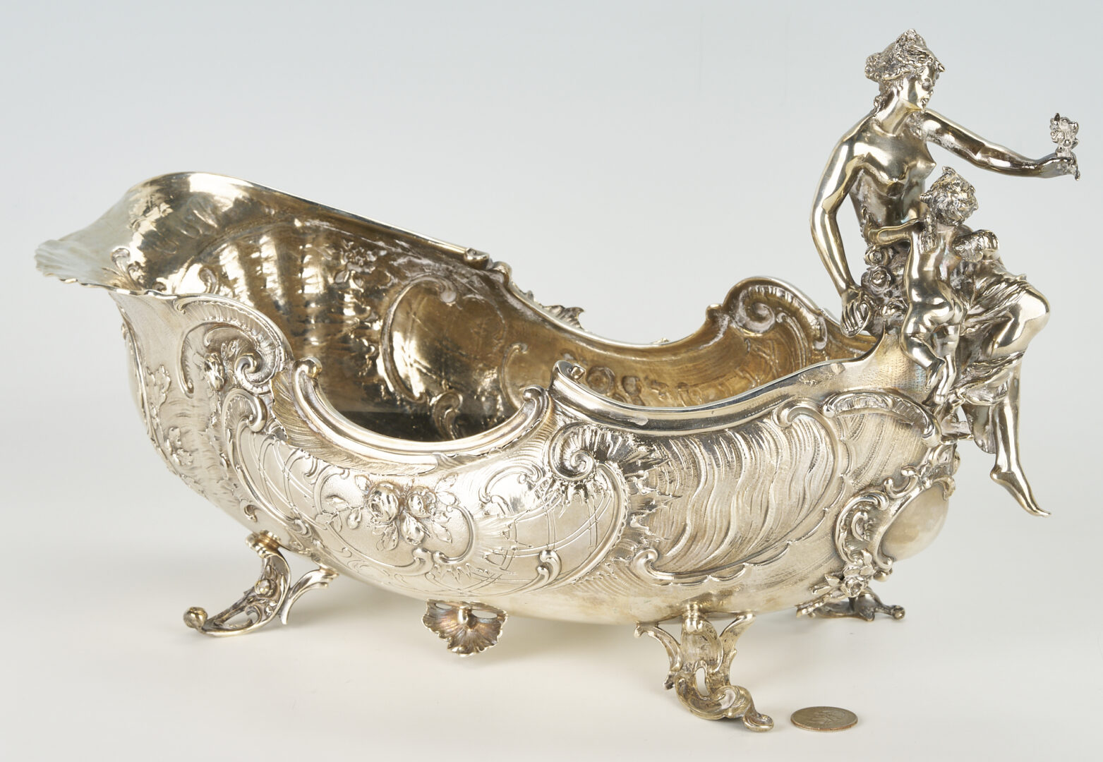 Lot 40: Continental Figural Silver Centerpiece or Serving Bowl