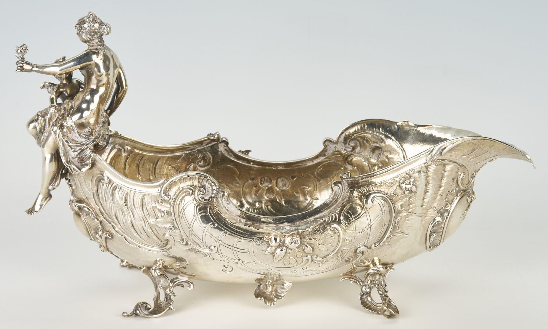 Lot 40: Continental Figural Silver Centerpiece or Serving Bowl