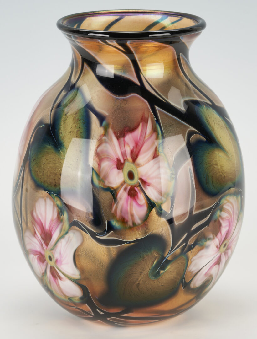 Lot 411: Charles Lotton Multi Flora Art Glass Vase