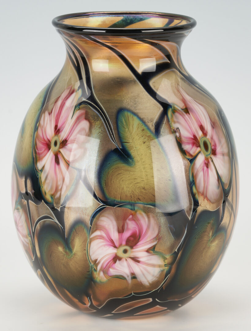 Lot 411: Charles Lotton Multi Flora Art Glass Vase