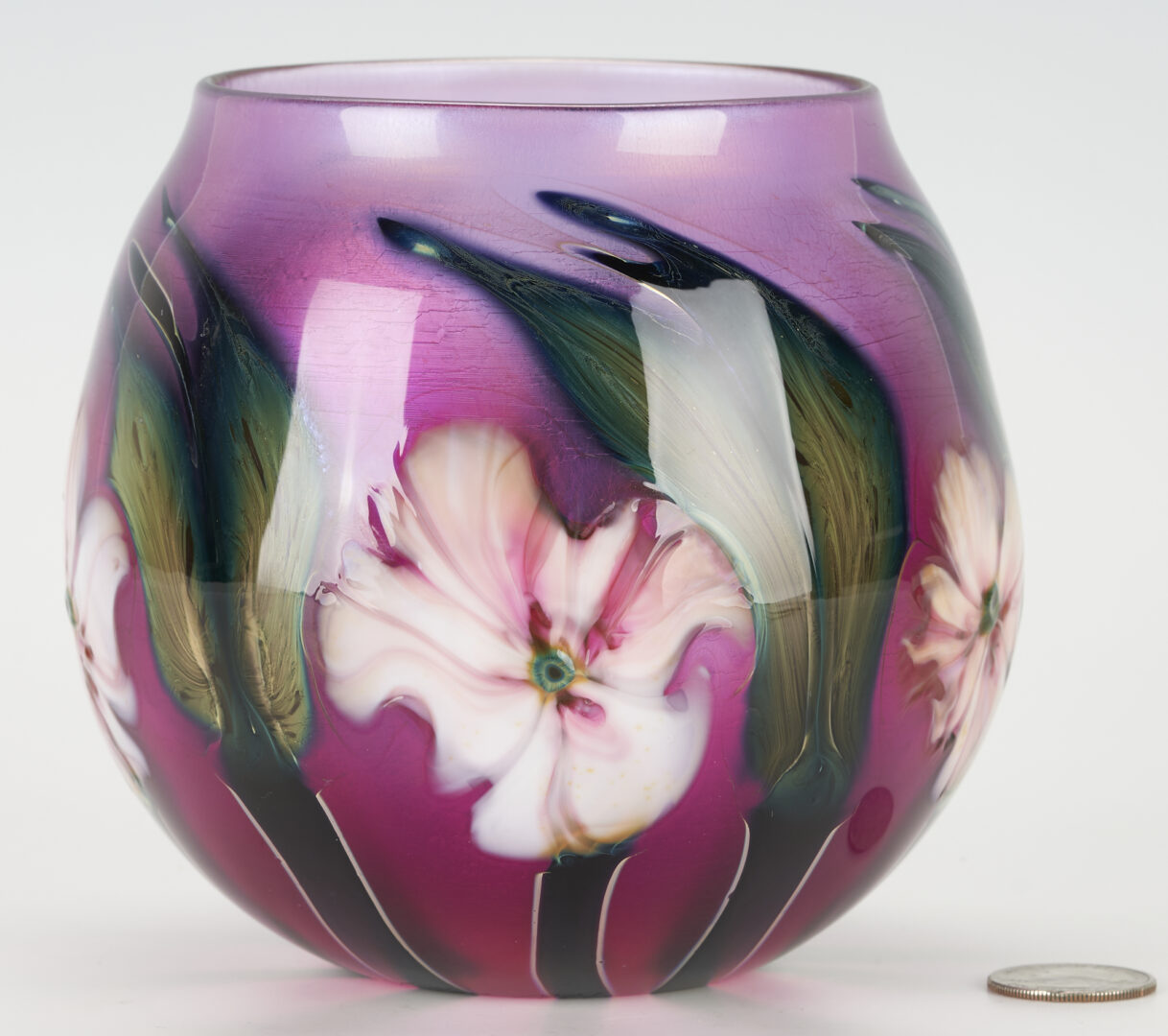 Lot 413: Charles Lotton 5" Multi Flora Vase