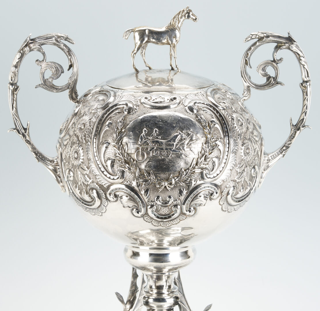 Lot 41: Monumental English Sterling Horse Trophy, Stambella, 1899