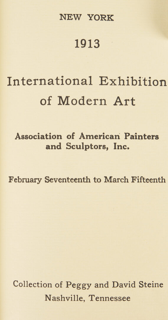 Lot 435: Armory Show 1913 Exhibition Catalog