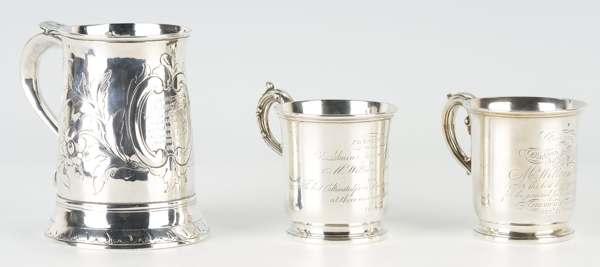 Lot 43: 3 Silver Cups including "Best Fox Hound Puppy" Trophy Cup