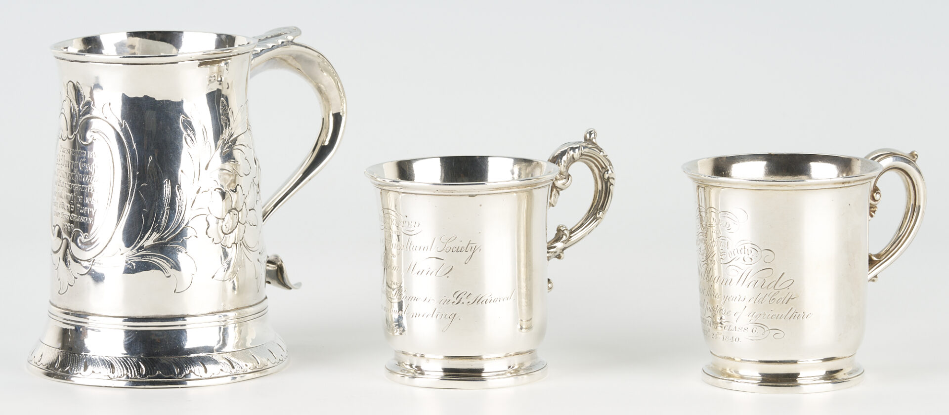 Lot 43: 3 Silver Cups including "Best Fox Hound Puppy" Trophy Cup