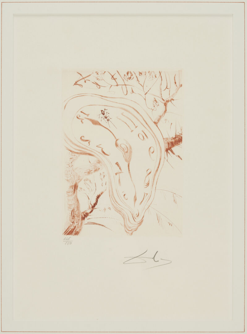 Lot 446: Salvador Dali, Scarce Melting Clock Etching, 1968