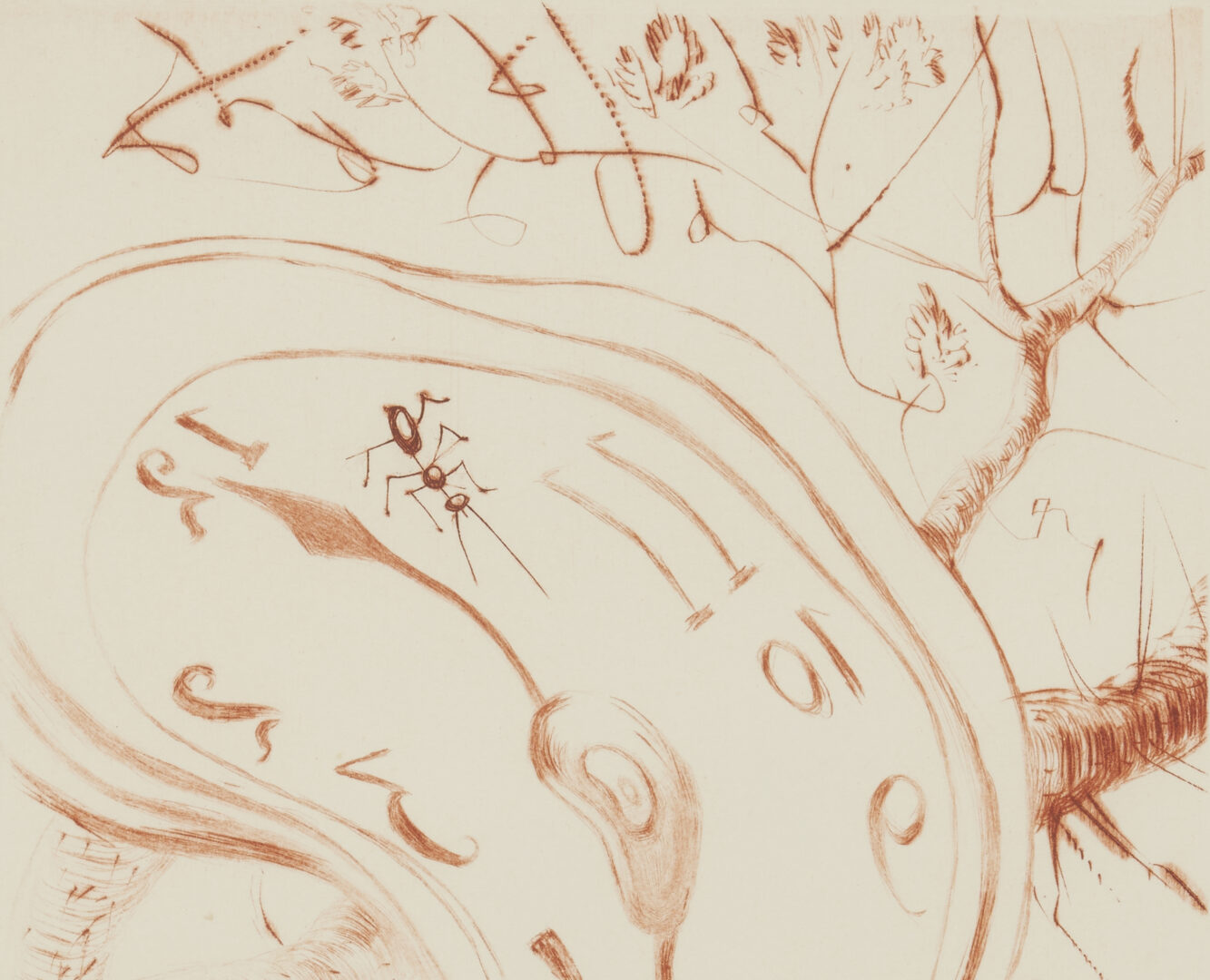 Lot 446: Salvador Dali, Scarce Melting Clock Etching, 1968