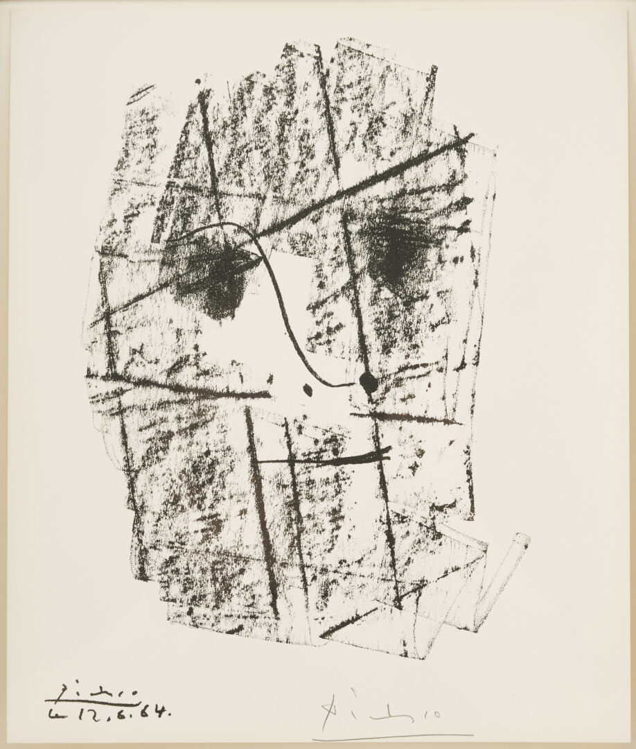 Lot 447: Picasso Lithograph, Le Visage, Daniel-Henry Kahnweiler, 1964, plus Andre Masson Abstract Litho