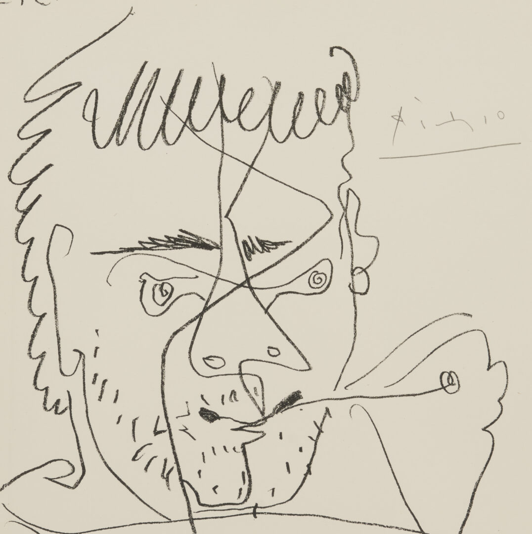 Lot 448: Picasso Lithograph, Le Fumeur, Hommage a Henry Daniel Kahnweiler, 1964