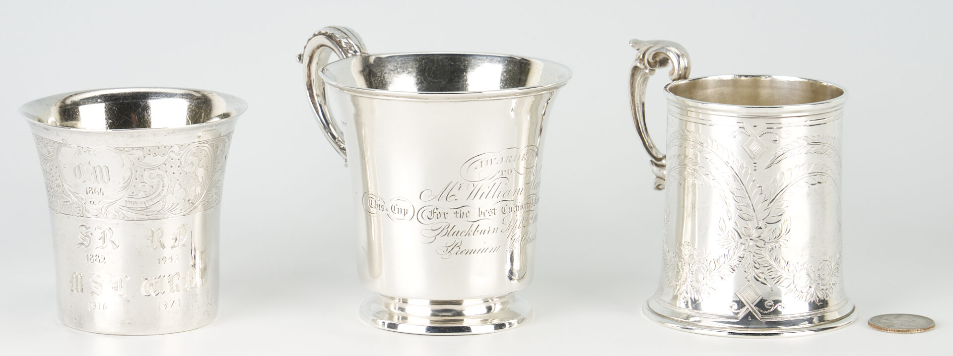 Lot 45: 3 English Sterling Silver Agricultural presentation cups