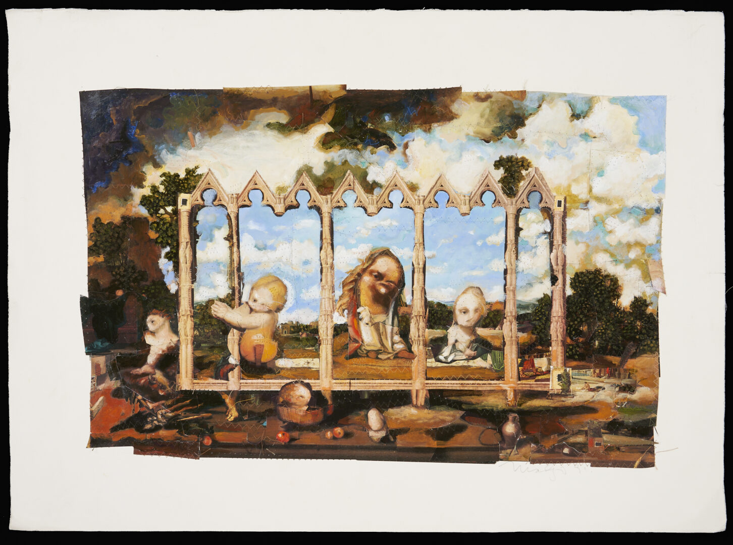 Lot 462: Michael Madzo Collage, "Of Men that Perish into Kingdoms of Tranquility"