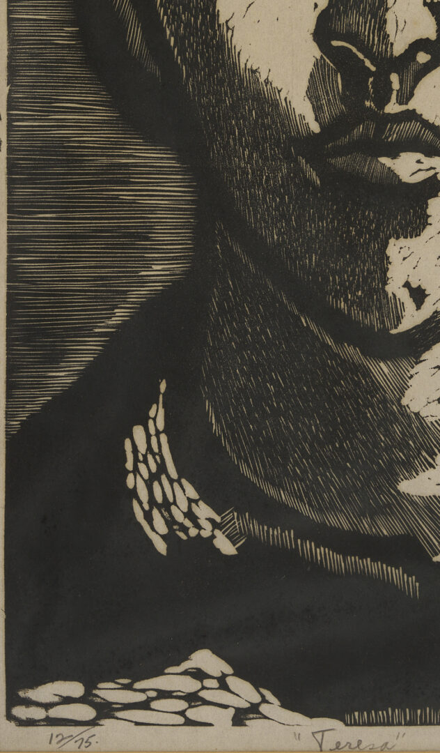 Lot 464: Francisco Rodon woodcut, Portrait of a Woman