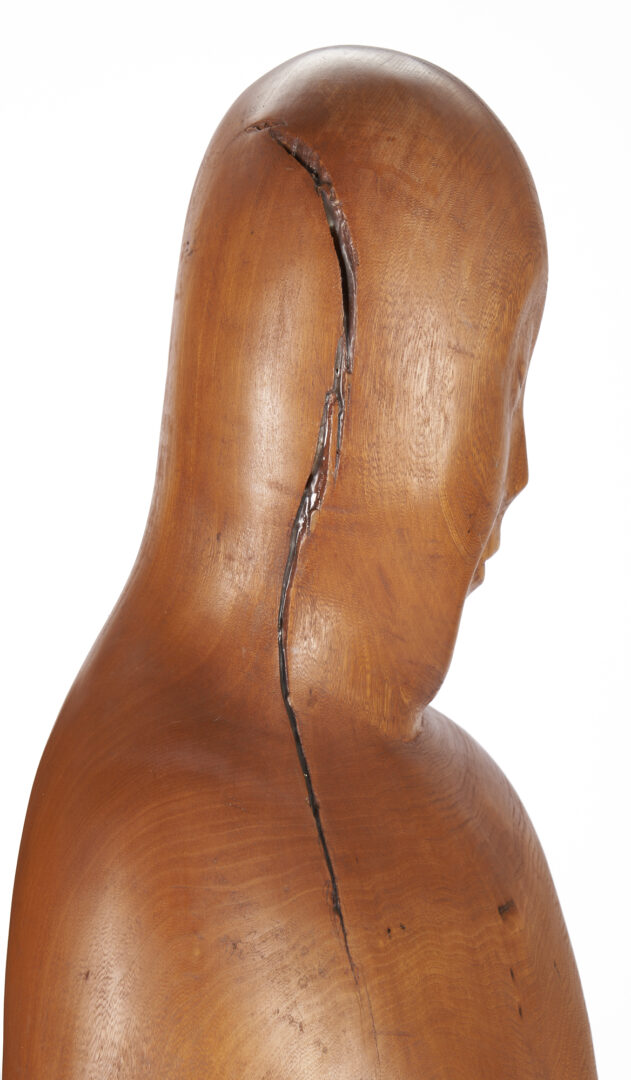 Lot 479: Large Olen Bryant Carved Wood Sculpture, Lovers