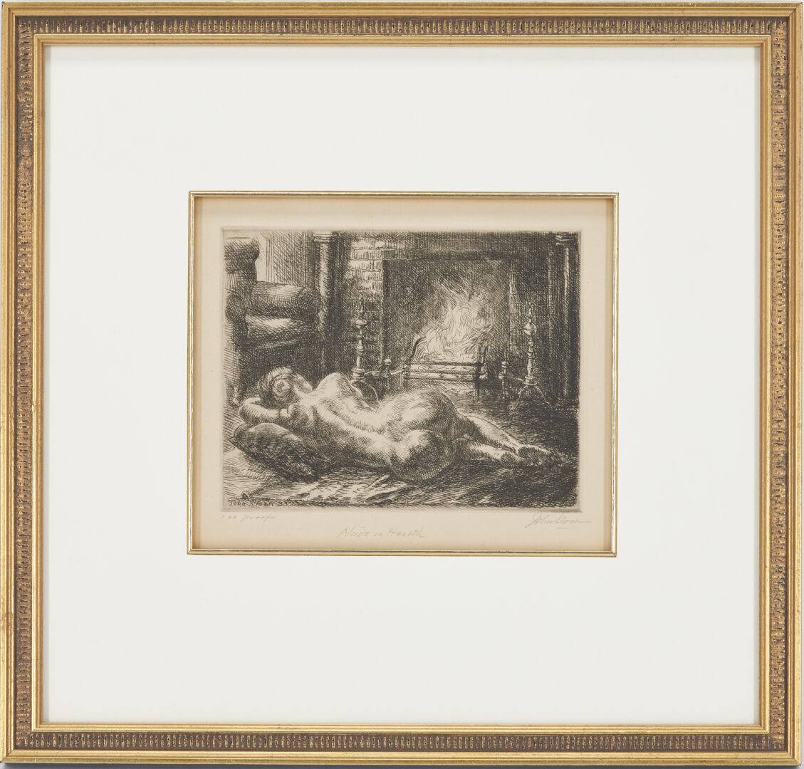 Lot 483: John Sloan Signed Etching "Nude on Hearth"