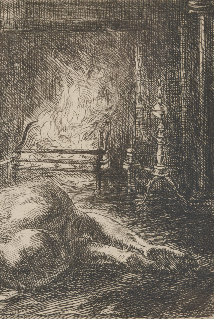 Lot 483: John Sloan Signed Etching "Nude on Hearth"