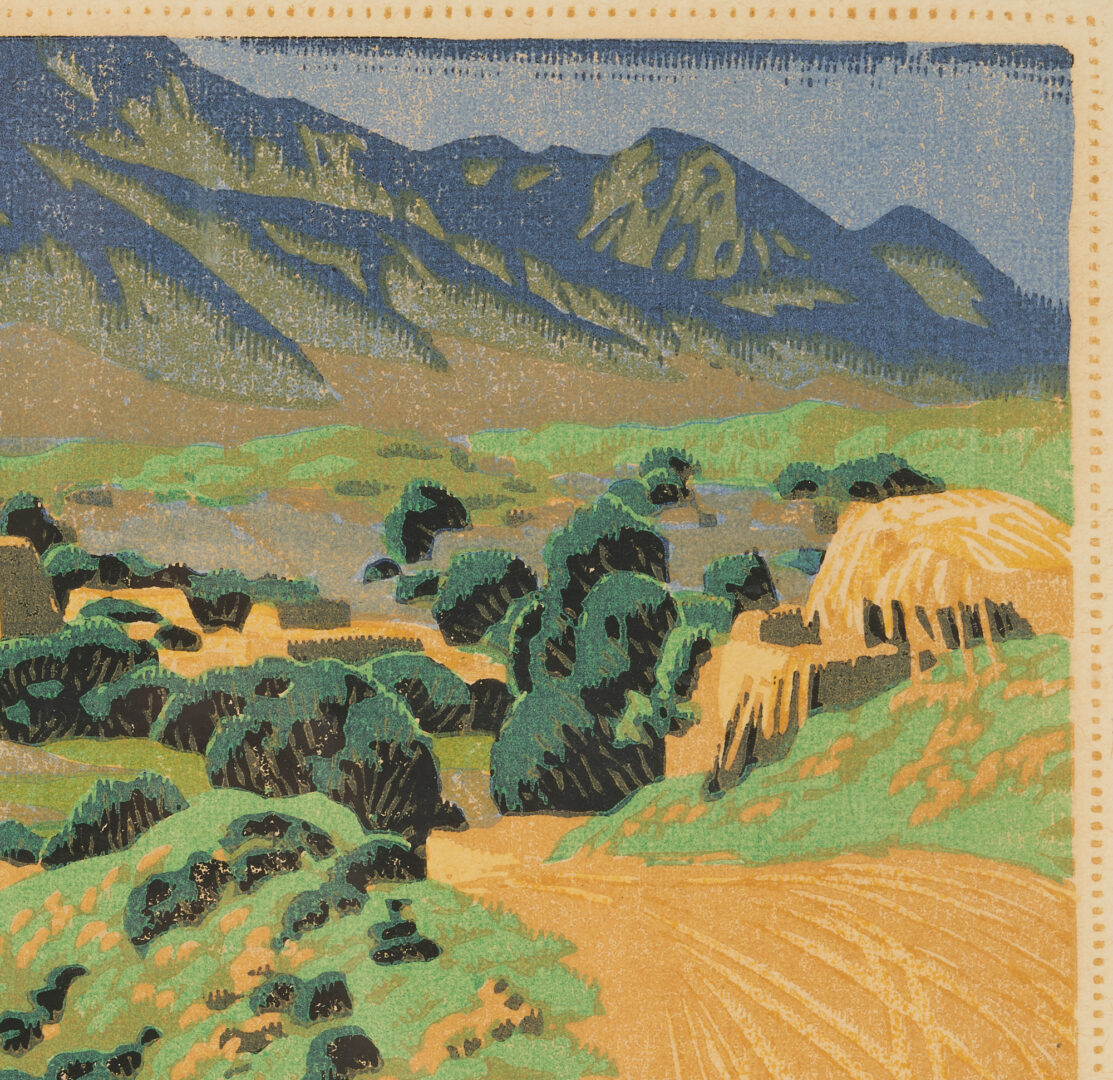 Lot 484: Gustave Baumann Southwest Color Woodcut, Ranchos de Taos