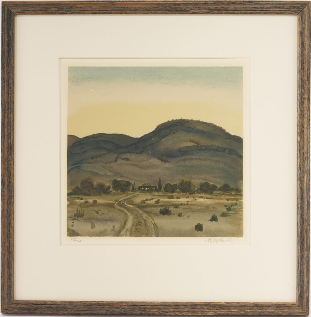 Lot 491: 2 Small Western Landscapes, incl. Peter Hurd Lithograph