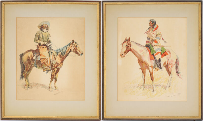 Lot 493: 2 Lithographs from Frederic Remington "A Bunch of Buckskins", 1901