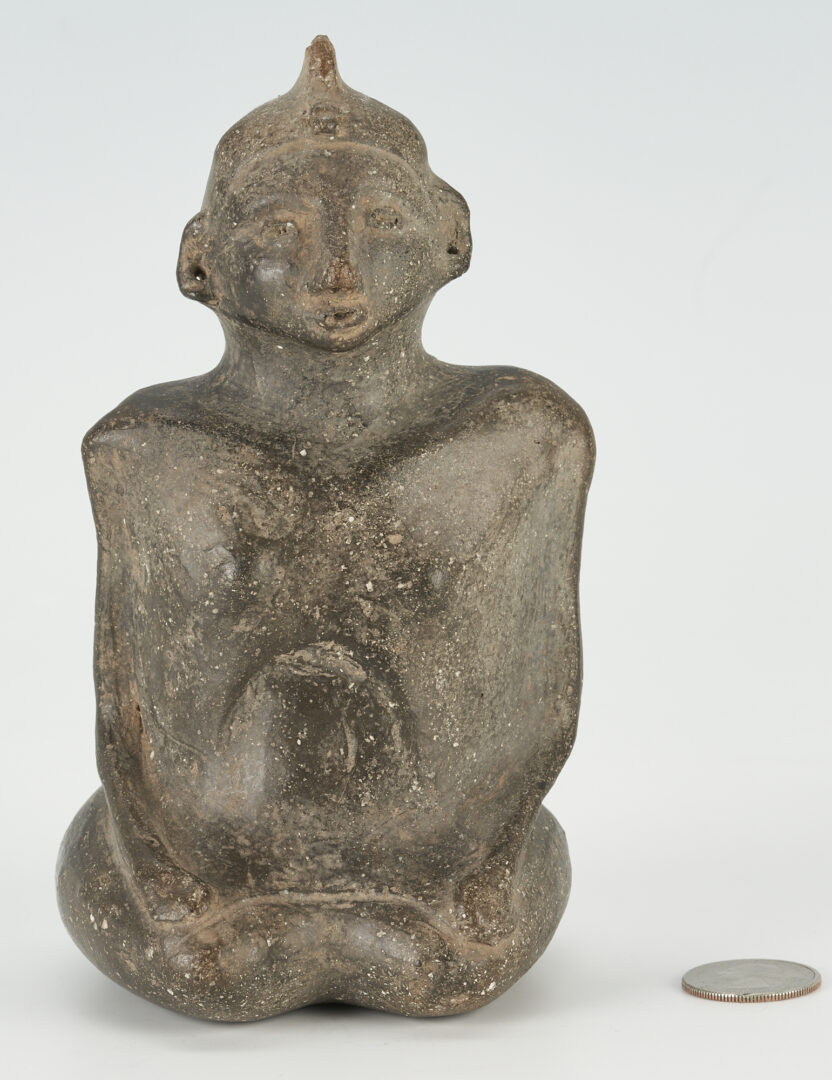 Lot 496: Mississippian Culture Seated Clay Female Figure or Effigy
