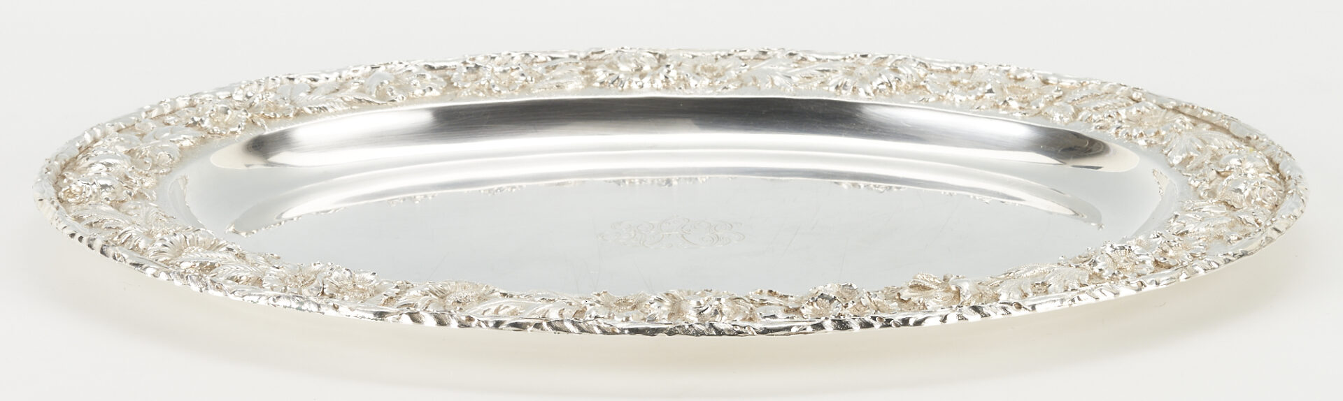 Lot 49: Kirk Repousse Sterling Silver Oval Tray, 19", Hand Decorated