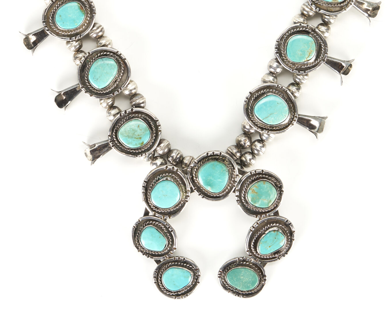 Lot 502: 3 Native American Sterling Squash Blossom Necklaces