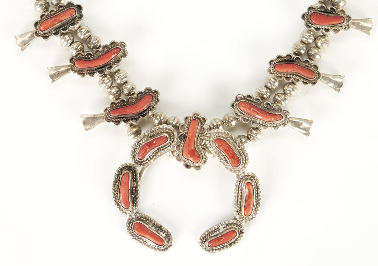 Lot 502: 3 Native American Sterling Squash Blossom Necklaces
