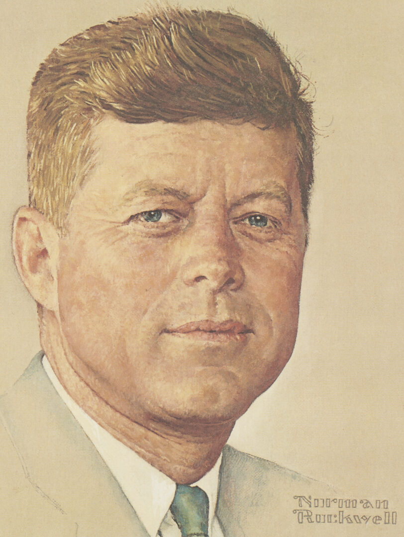 Lot 517: Norman Rockwell Signed John F. Kennedy Portrait, 1976