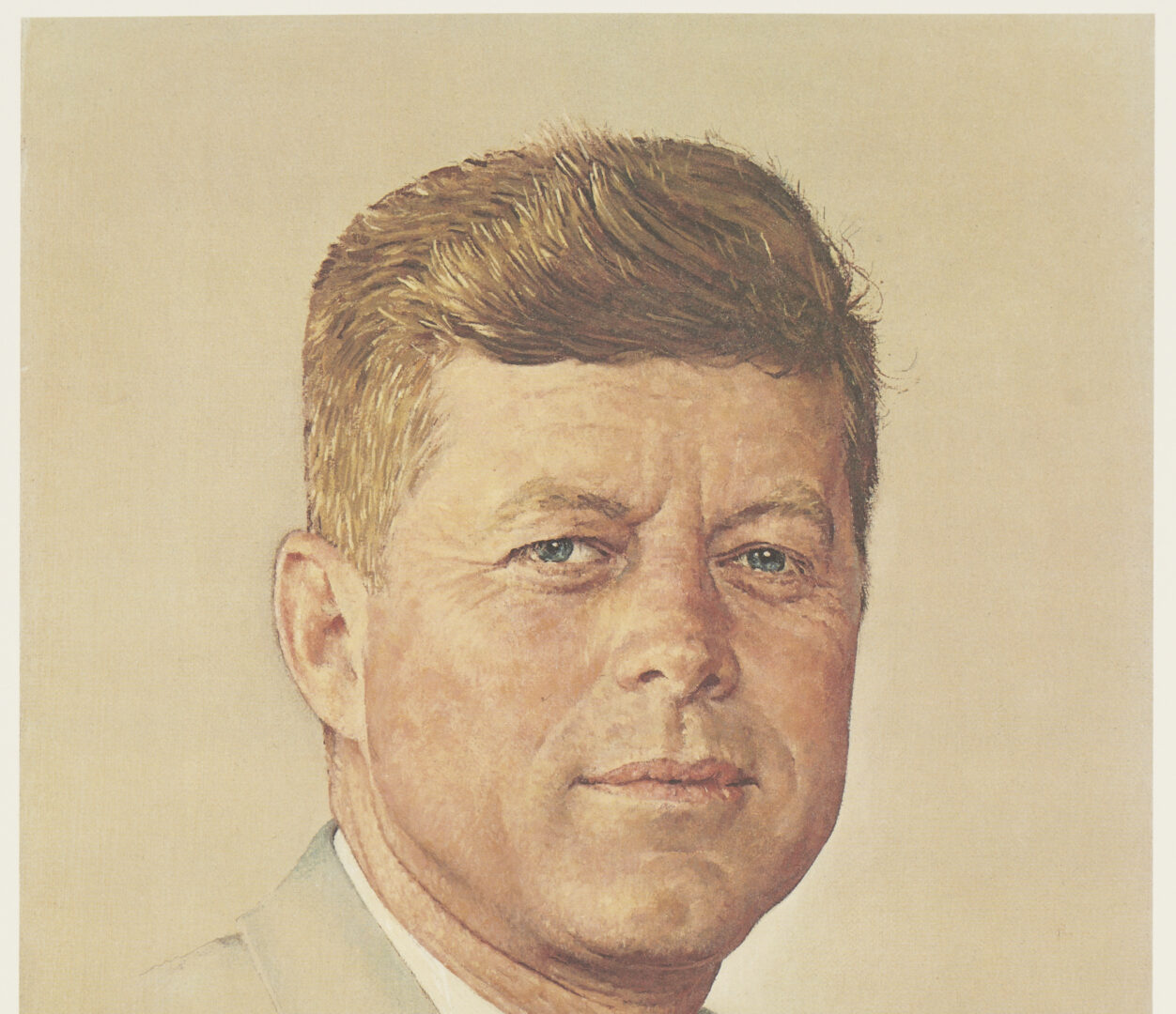 Lot 517: Norman Rockwell Signed John F. Kennedy Portrait, 1976