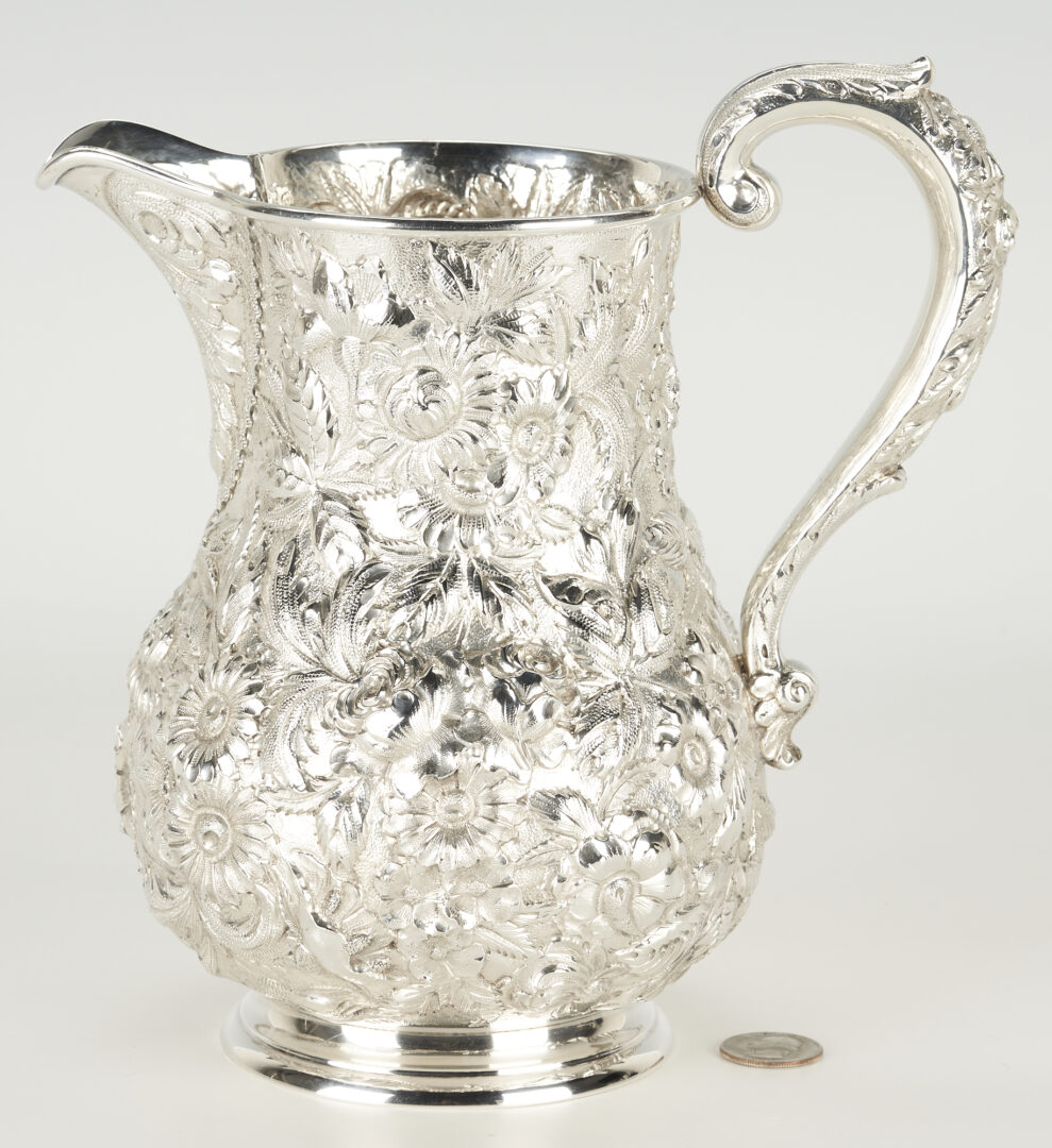 Lot 51: S. Kirk & Son Repousse Sterling Silver Water Pitcher