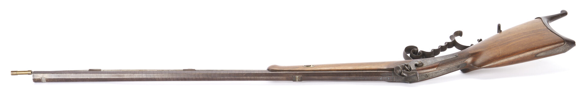 Lot 521: 19th Century J.H. Damm Percussion Target Rifle .44 cal; Walter Cline Collection