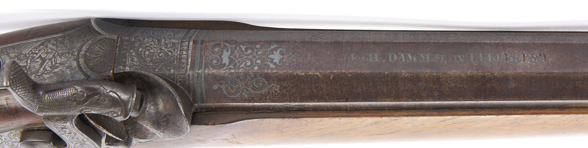 Lot 521: 19th Century J.H. Damm Percussion Target Rifle .44 cal; Walter Cline Collection