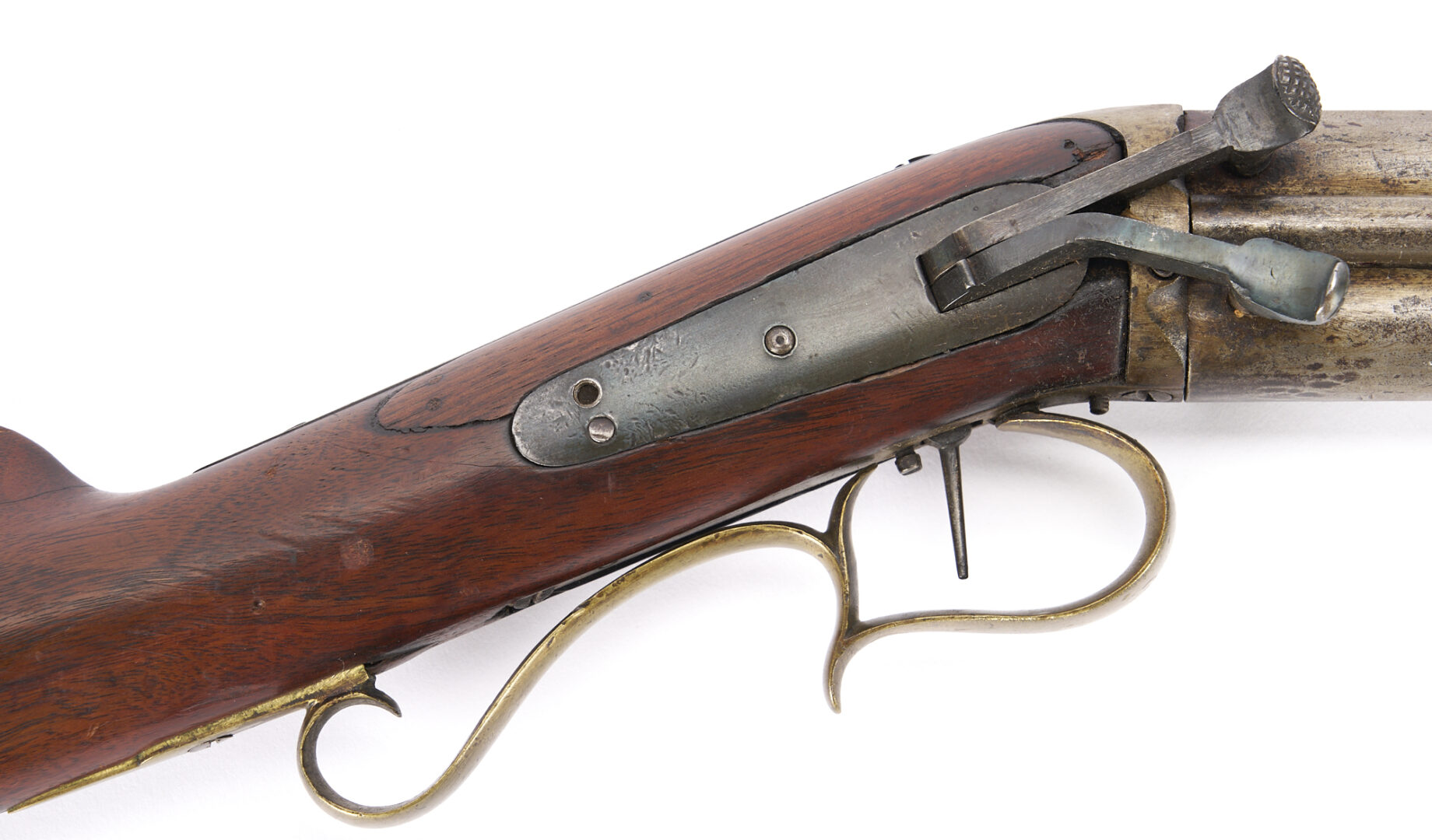 Lot 527: Combination "Mule Ear" Percussion Rifle/Shotgun, C. Brockway Jr. PA.; Walter Cline Collection