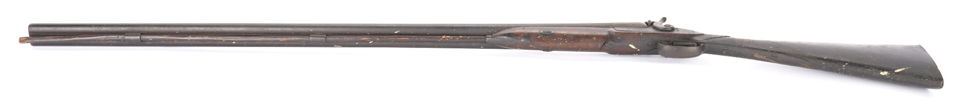 Lot 529: 19th C. Percussion Rifle & Double Barrel Percussion Shotgun; Walter Cline Collection
