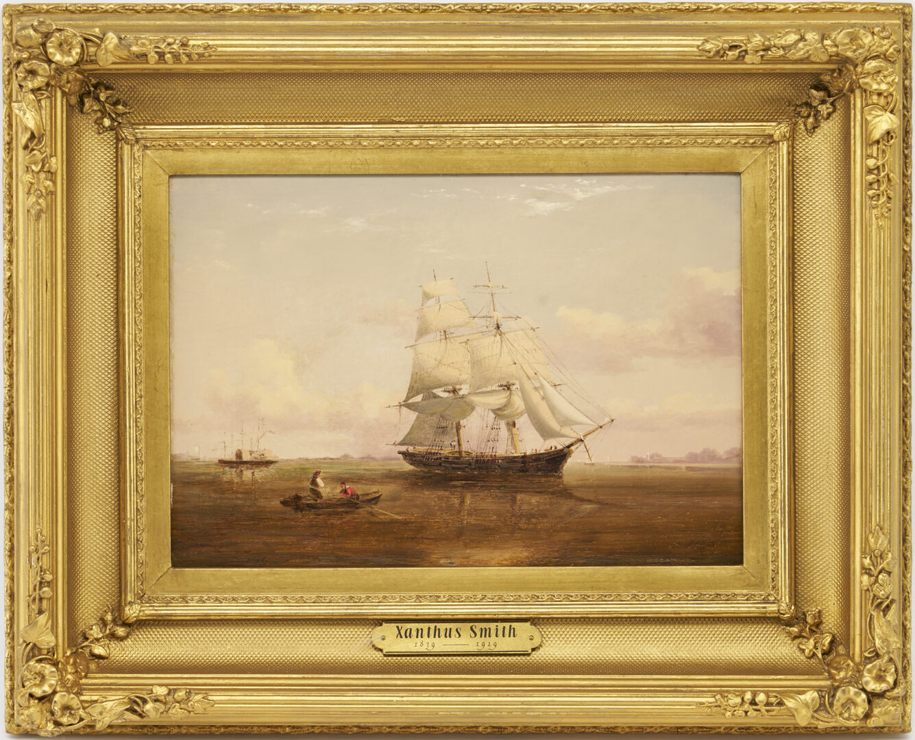 Lot 539: Xanthus Smith O/B Painting, Brig, Outward Bound, Hampton Roads VA 1865