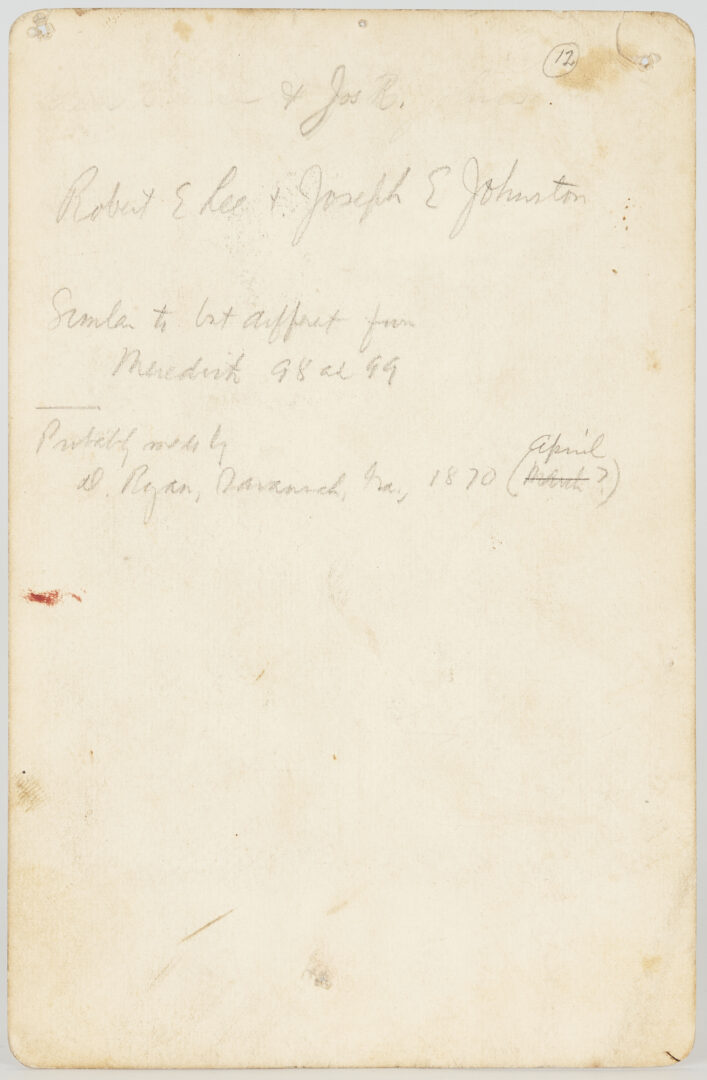 Lot 547: Robert E. Lee & Joseph Johnston Cabinet Card