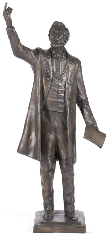 Lot 549: Large Lincoln Bronze Sculpture, Address at Gettysburg (51"H)