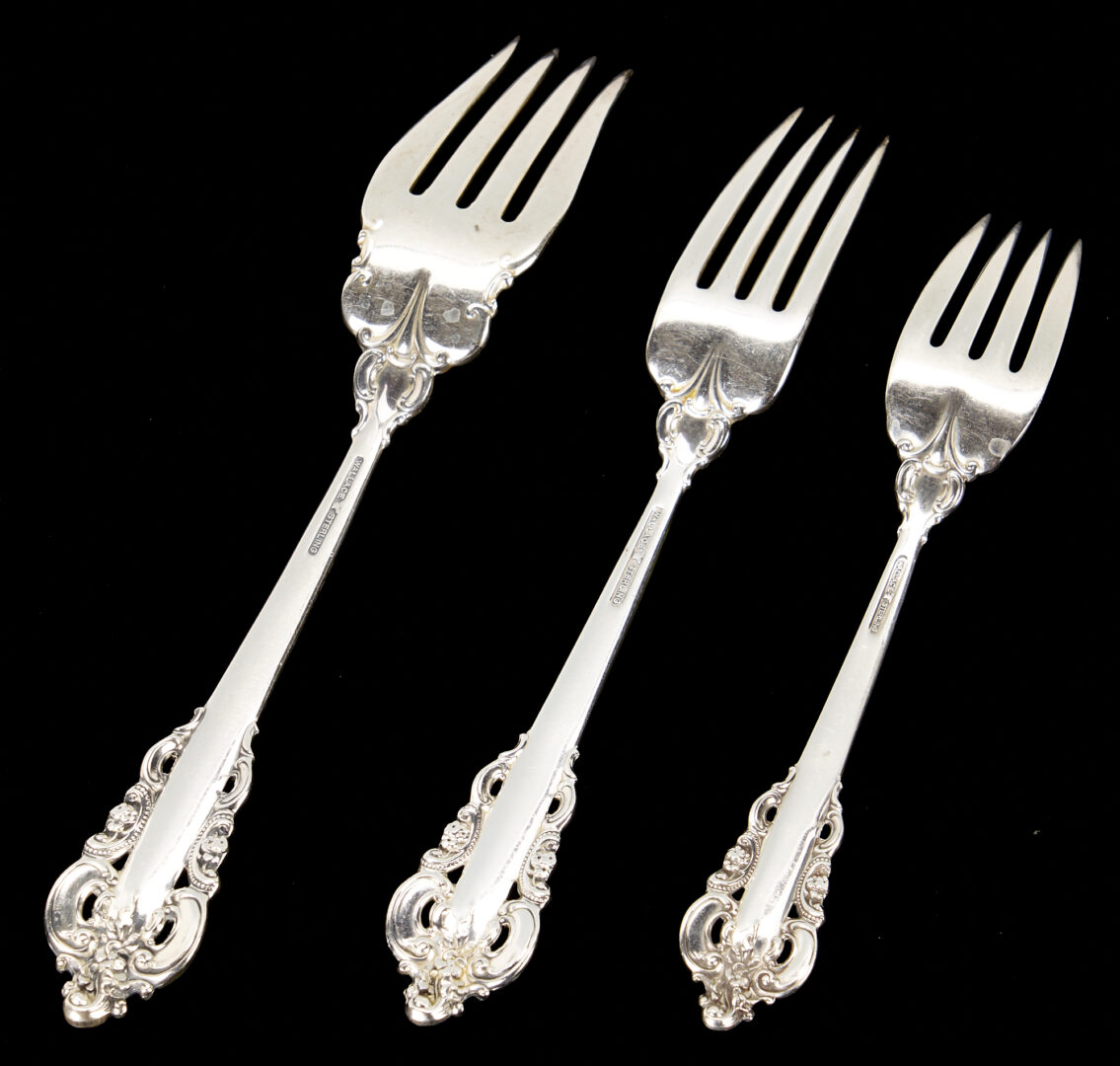 Lot 54: 119 pcs Wallace Grand Baroque Sterling Flatware, Service for 16 & 1 Extra