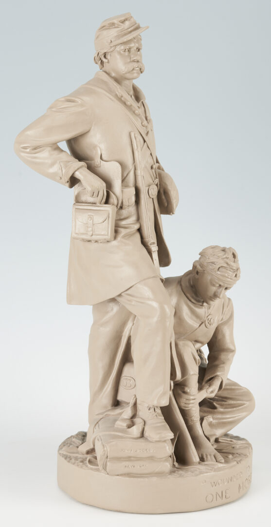 Lot 554: Two John Rogers Civil War Figural Groups: The Wounded Scout, and Wounded to the Rear
