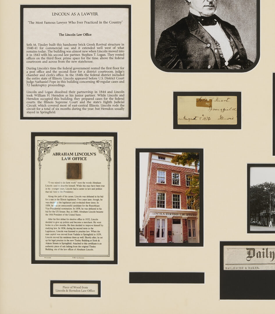 Lot 557: Abraham Lincoln Law Library Shadowbox with Autographs, Artifacts