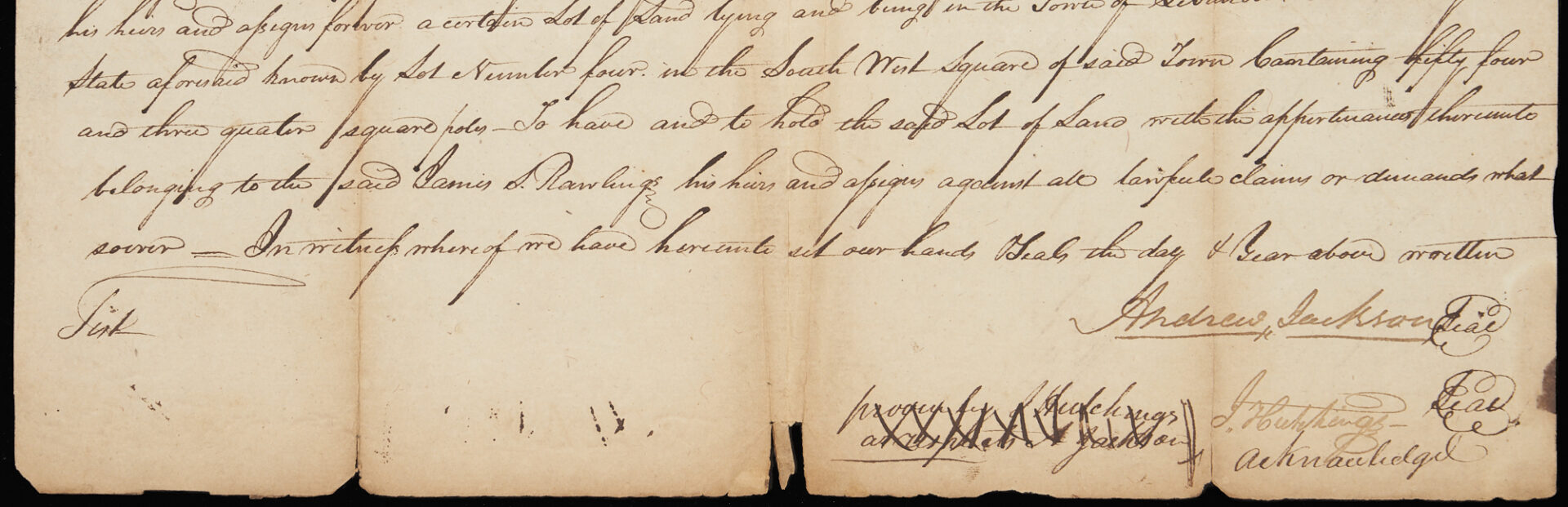 Lot 564: Andrew Jackson Signed 1809 Land Indenture, Lebanon, TN