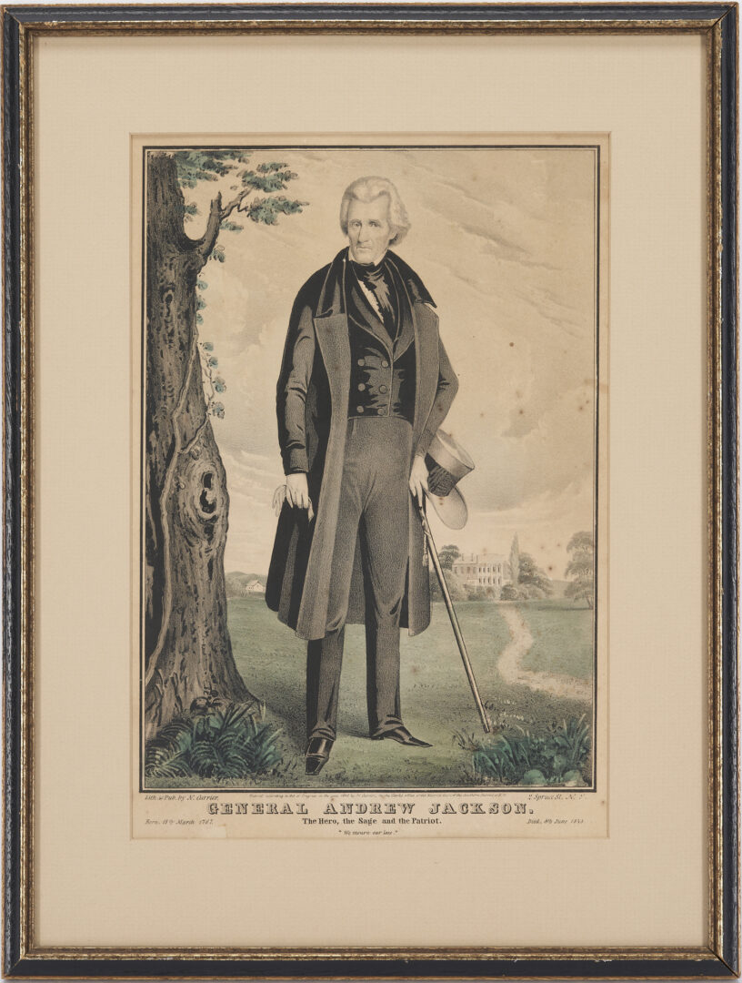 Lot 566: 4 19th C.TN Political Portraits, incl. Andrew Jackson, Polk